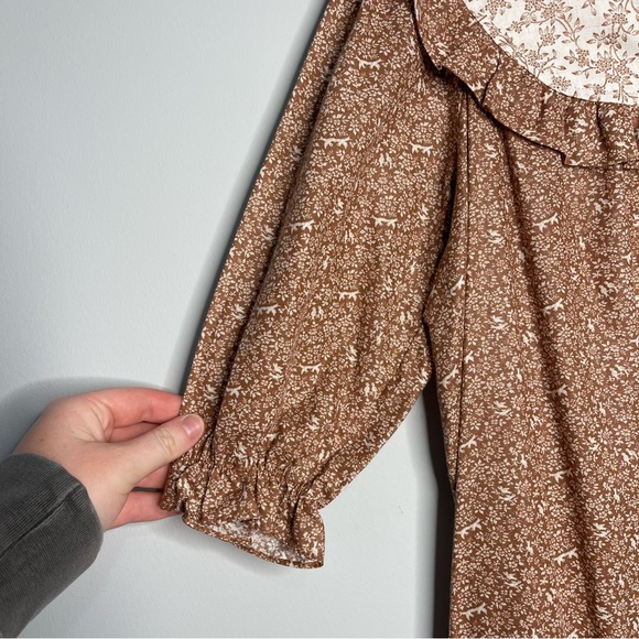 Juniors vintage size 9 brown floral prairie dress‎ gown - Picture 3 of 6